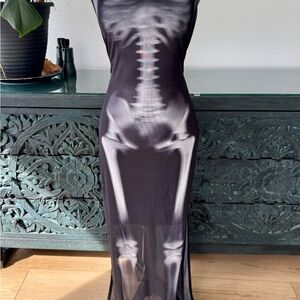 SHEIN Black Skeleton Print Maxi Dress